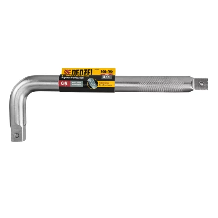 Вороток Г-образный, 300*100 мм, квадрат 3/4&quot;, CrV, матовый хром Denzel 14068 купить в Уфе