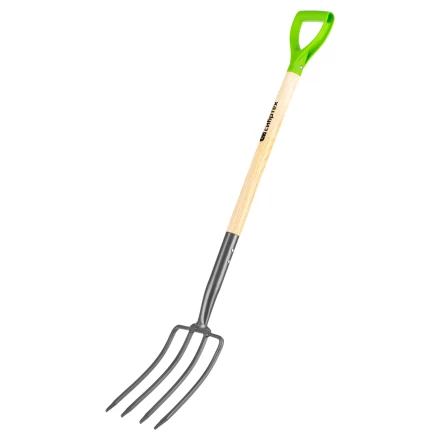 Вилы 4-рогие Сибртех 61380, огородные, кованые, 195х295х1165 мм, деревянный лакированный черенок купить в Уфе