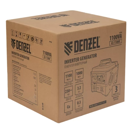 Генератор инверторный DENZEL GS-1100iF 94706, 1,1 кВт, 230 В, ручной старт купить в Уфе