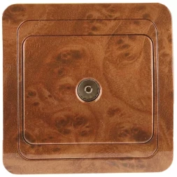 Розетка СВЕТОЗАР "ГАММА" телевизионная, цвет орех SV-54115-N