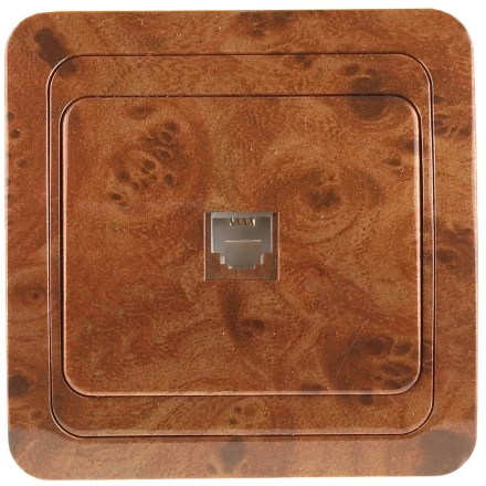 Розетка СВЕТОЗАР &quot;ГАММА&quot; телефонная, одинарная, цвет орех SV-54117-N купить в Уфе