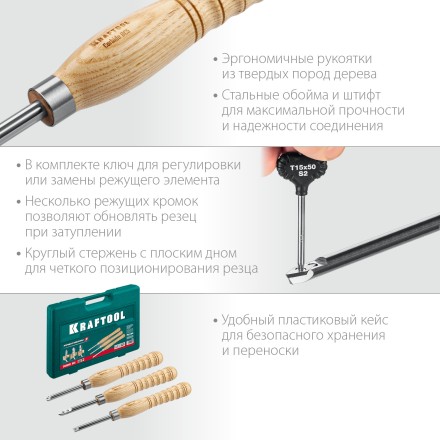 Набор профессиональных ручных резцов по дереву KRAFTOOL 18369 купить в Уфе