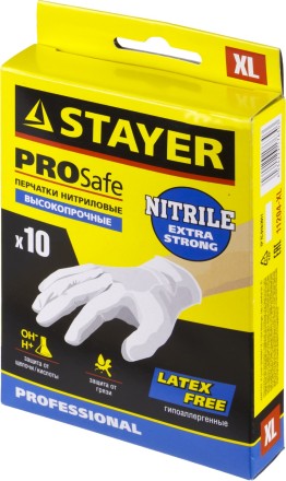 Перчатки STAYER &quot;PROFI&quot; нитриловые экстратонкие, XL, 10шт 11204-XL купить в Уфе