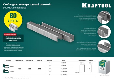 Скобы тип 21GA (80 / Pr A / Senco AT) 5000 шт 31780-6 купить в Уфе