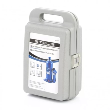 Домкрат гидравлический бутылочный 2 т h подъема 178-338 мм в пластиковом кейсе Stels 51172 купить в Уфе