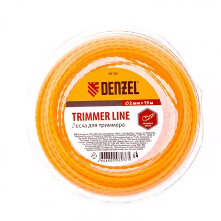 Леска для триммера овальная витая 2,0 мм х 15 м блистер Россия Denzel 96136 купить в Уфе