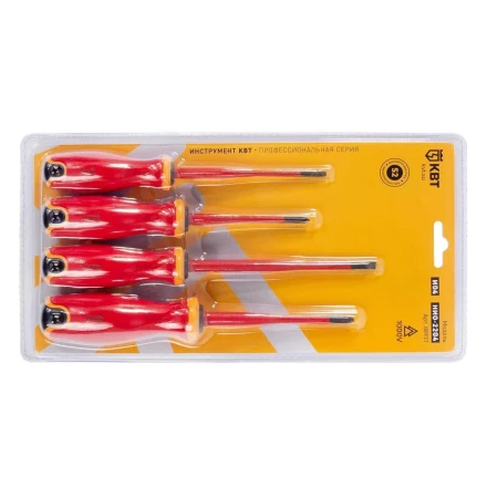 Набор диэлектрических отверток КВТ SLIM VDE НИО-2204 сталь S2, профиль SL, PH, 4 шт. (88931) купить в Уфе