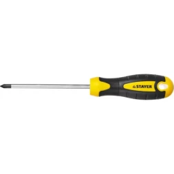Отвертка STAYER &quot;MASTER&quot; &quot;ТECHNO&quot;, двухкомпонентная рукоятка, магнитный наконечник, Cr-V, PH1x100мм 2508-1-10_z02