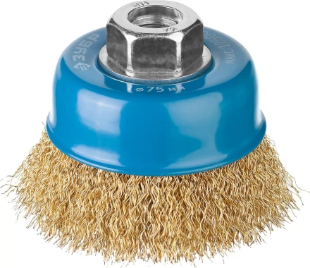 ЗУБР &quot;ПРОФЕССИОНАЛ&quot;. Щетка чашечная для УШМ, витая латунированная стальная проволока 0,3мм, 75ммхМ14 3526-075_z02 купить в Уфе