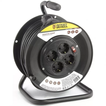 Удлинитель силовой на кабельной катушке 50м 4 розетки 16А серия УХз16 DENZEL 95906 купить в Уфе