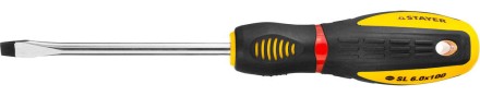 Отвертка STAYER &quot;PROFI&quot; &quot;PROTech&quot;, двухкомп рукоятка, намагниченная, Cr-Mo, SL6,0x100мм 25131-06-10_z02 купить в Уфе