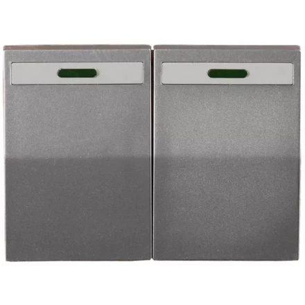 Выключатель СВЕТОЗАР "ЭФФЕКТ" двухклавишный, с эффектом свечения, без вставки и рамки, светло-серый металлик, 10A/~250B SV-54435-SM купить в Уфе