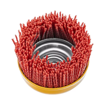 Щетка для УШМ, 75 мм, Чашка, нейлоновая щетина, М14, Denzel 74465 купить в Уфе