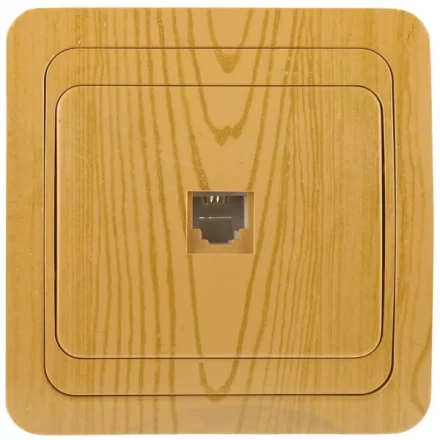 Розетка СВЕТОЗАР &quot;ГАММА&quot; телефонная, одинарная, цвет ольха SV-54117-A купить в Уфе