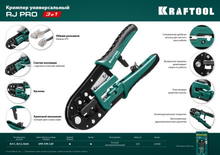 Кримпер RJ-Pro для обжима RJ разъемов 22698 купить в Уфе