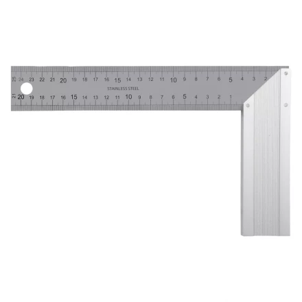 Угольник стальной 250 мм, нержавеющая сталь, градуировка, алюминиевое основание Denzel 32396 купить в Уфе