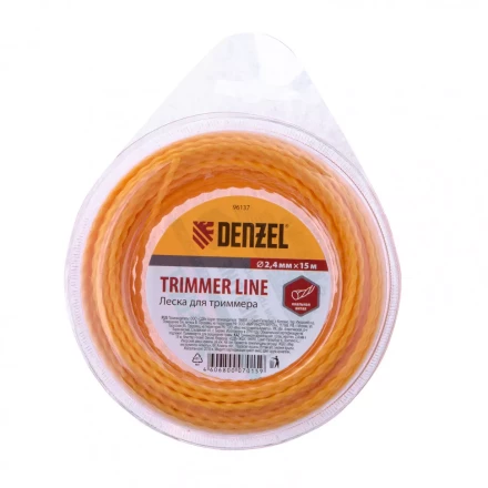 Леска для триммера овальная витая 2,4 мм х 15 м блистер Россия Denzel 96137 купить в Уфе
