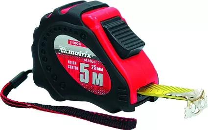 Рулетка Status autostop magnet+ 3 м х 16 мм обрезиненная нейлоновое покрытие  MATRIX 31007 купить в Уфе