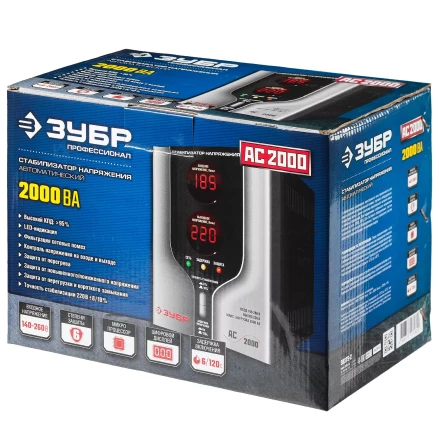 ЗУБР 2000ВА, 2 кВт, автоматический стабилизатор напряжения, Профессионал (59375-2) купить в Уфе