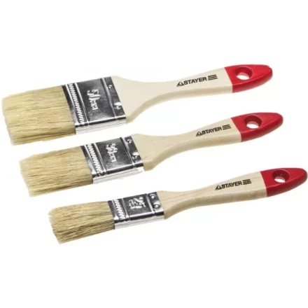 Набор STAYER &quot;STANDARD&quot; &quot;UNIVERSAL&quot;: Кисти, светлая натуральная щетина, деревянная ручка, 3шт: 25, 38, 50мм 0161-H3_z01 купить в Уфе