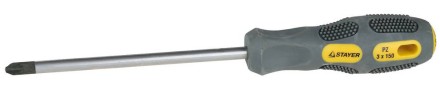 Отвертка STAYER &quot;PROFESSIONAL&quot; &quot;MAX-GRIP&quot; слесарная, Cr-V, намагниченная, PZ №3x150мм 25822-3-150 G купить в Уфе