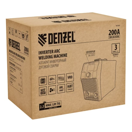 Аппарат инвертор. дуговой сварки Denzel SDR-205 Ultra, 200 А, ПВ 60% 94360 купить в Уфе