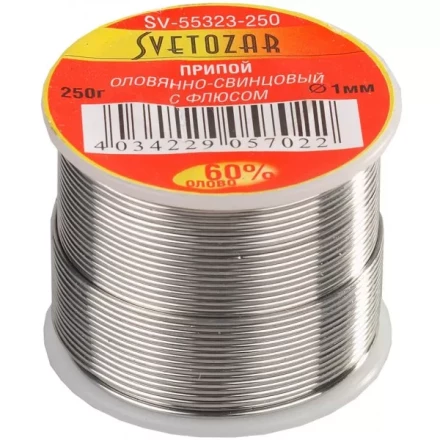 Припой СВЕТОЗАР оловянно-свинцовый, 60% Sn / 40% Pb, 250гр SV-55323-250 купить в Уфе