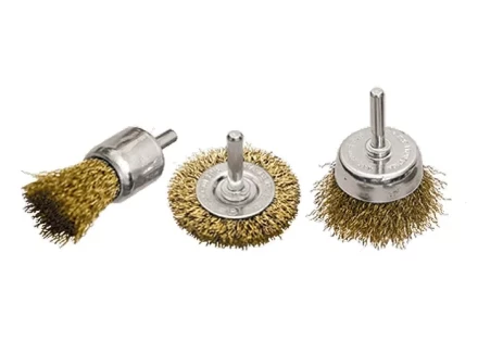 Набор щеток для дрели 3 шт 1 плоская 50 мм + 2 &quot;чашки&quot; 25-50 мм со шпильками MATRIX 74486 купить в Уфе