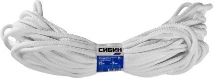 Шнур хозяйственный СИБИН, полиэфирный, длина 25 м, диаметр - 9мм 50269 купить в Уфе