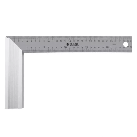 Угольник стальной 300 мм, нержавеющая сталь, градуировка, алюминиевое основание Denzel 32397 купить в Уфе