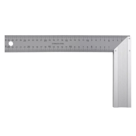 Угольник стальной 300 мм, нержавеющая сталь, градуировка, алюминиевое основание Denzel 32397 купить в Уфе