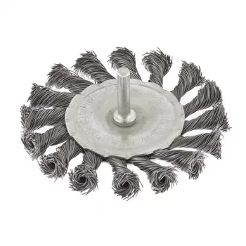 Щетка для дрели 100 мм плоская со шпилькой крученая металлическая проволока  СИБРТЕХ 744327 купить в Уфе