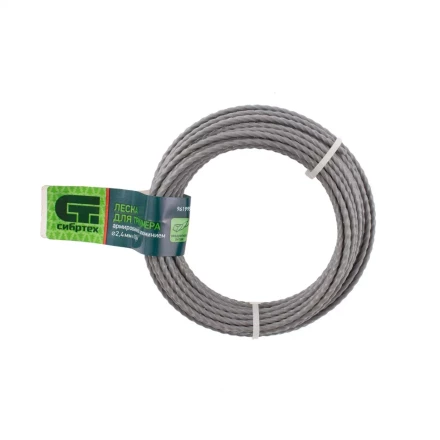 Леска для триммера квадратная витая, армированная алюминием, 2.4 мм х 10 м, Россия Сибртех 961995 купить в Уфе