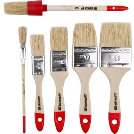 Набор STAYER &quot;STANDARD&quot; &quot;UNIVERSAL&quot;: Кисти, светлая натуральная щетина, деревянная ручка, 6шт 0162-H6_z01 купить в Уфе
