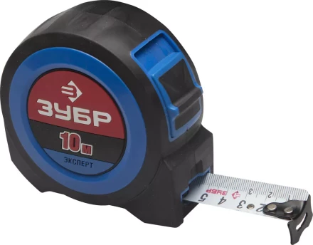 Рулетка ЗУБР, сверхширок полотно, особо длинный вылет, нейлон покрытие, упрочненный двухкомп корпус, 10м/27мм 34059-10-27 купить в Уфе
