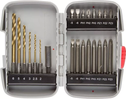 Набор ЗУБР &quot;МАСТЕР&quot;: Насадки для шуруповерта и дрели, биты, биты-сверла, адаптер, 23 предмета 26056-H23 купить в Уфе