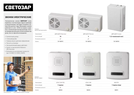 Звонок СВЕТОЗАР &quot;ДИН-ДОН Маэстро&quot; электрический 16 мелодий, с регулировкой звука, ~220В SV-58053 купить в Уфе