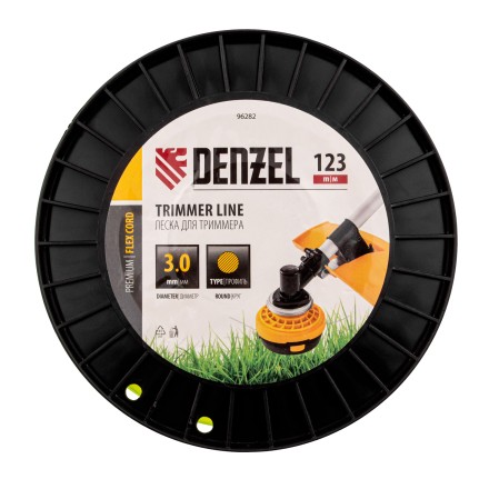 Леска для триммера круглая Denzel, 3,0мм х 123м, на DIN катушке FLEX CORD, 96282 купить в Уфе