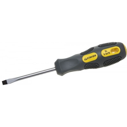 Отвертка STAYER &quot;PROFESSIONAL&quot; &quot;MAX-GRIP&quot; слесарная, Cr-V, намагниченная, SL 5,5х75мм 2580-05-075 G купить в Уфе