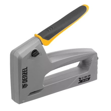 Степлер мебельный Denzel 40213, пластиковый корпус, тип 53, 6-14 мм, тип 300, 15 мм, тип 500, 15 мм купить в Уфе