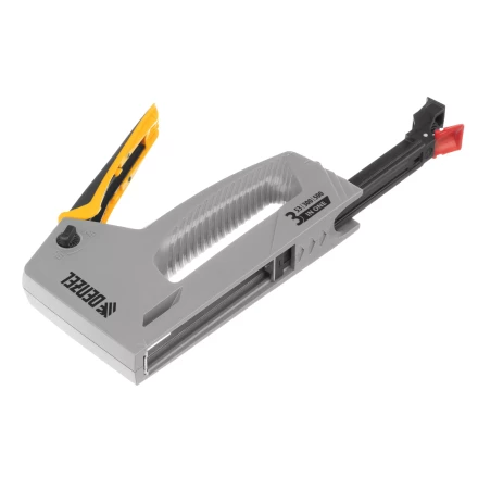 Степлер мебельный Denzel 40213, пластиковый корпус, тип 53, 6-14 мм, тип 300, 15 мм, тип 500, 15 мм купить в Уфе