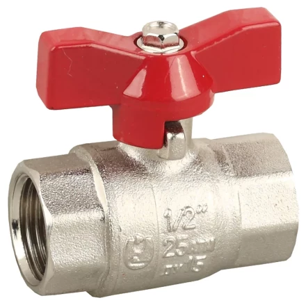 Кран ЗУБР шаровой 3/4&quot; полнопроходной &quot;мама-мама&quot;, бабочка, никелированная латунь 51353-N-3/4 купить в Уфе