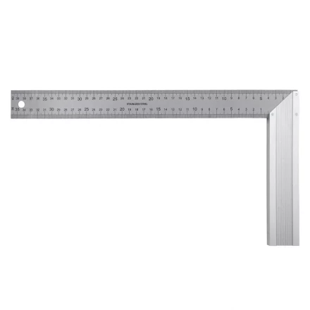 Угольник стальной 400 мм, нержавеющая сталь, градуировка, алюминиевое основание Denzel 32398 купить в Уфе