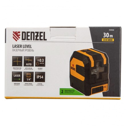 Лазерный уровень LX 03 Green, 30 м, 520 нм, резьба 1/4&quot; Denzel 35058 купить в Уфе