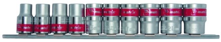 Набор торцевых головок 1/2&quot;, 6-ти гр., CrV, 10шт., 10-22мм Matrix 13557 купить в Уфе