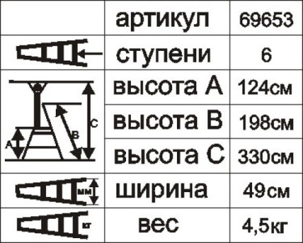 Стремянка алюминиевая Энкор 6 ступеней 69653 купить в Уфе