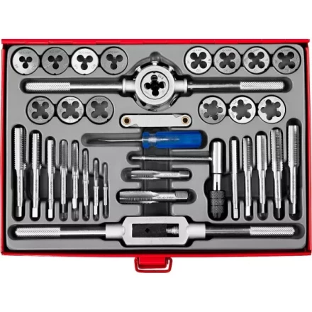 Набор ЗУБР &quot;ЭКСПЕРТ&quot; с металлореж. инструментом, метчики однопроходные и плашки М3-М12, оснастка-в метал. боксе, 35пред. 28117-H35 купить в Уфе