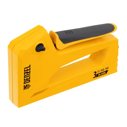 Степлер мебельный Denzel 40214, алюминиевый корпус, тип 53, 6-14 мм, тип 300, 15 мм, тип 500, 15 мм купить в Уфе