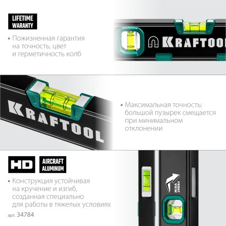 Профессиональный магнитный уровень с зеркальным глазком KRAFTOOL 34784 купить в Уфе