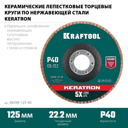 Круги лепестковые керамические торцевые 36598-125-40 купить в Уфе